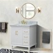 37 in. Single Wooden Vanity  White White Carrara Rectangle Left Door.Left Sink