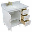 37 in. Single Wooden Vanity  White White Carrara Rectangle Left Door.Left Sink