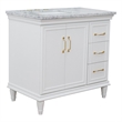 37 in. Single Wooden Vanity  White White Carrara Rectangle Left Door.Left Sink