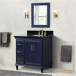 37 in. Single Wooden Vanity  Blue Black Galaxy Rectangle Right Door.Right Sink