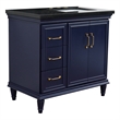 37 in. Single Wooden Vanity  Blue Black Galaxy Rectangle Right Door.Right Sink