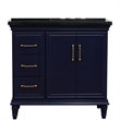 37 in. Single Wooden Vanity  Blue Black Galaxy Rectangle Right Door.Right Sink