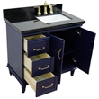 37 in. Single Wooden Vanity  Blue Black Galaxy Rectangle Right Door.Right Sink