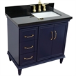 37 in. Single Wooden Vanity  Blue Black Galaxy Rectangle Right Door.Right Sink