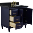 37 in. Single Wooden Vanity  Blue Black Galaxy Rectangle Right Door.Right Sink