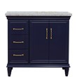37 in. Single Wooden Vanity  Blue Gray Granite Oval Right Door.Right Sink