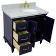 37 in. Single Wooden Vanity  Blue Gray Granite Oval Right Door.Right Sink