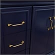 37 in. Single Wooden Vanity  Blue Gray Granite Round Right Door.Right Sink