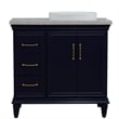 37 in. Single Wooden Vanity  Blue Gray Granite Round Right Door.Right Sink