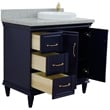 37 in. Single Wooden Vanity  Blue Gray Granite Round Right Door.Right Sink