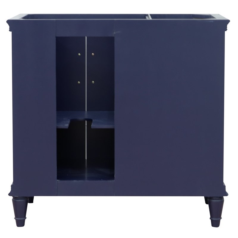37 in. Single Wooden Vanity  Blue Gray Granite Rectangle Right Door.Right Sink