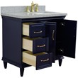 37 in. Single Wooden Vanity  Blue Gray Granite Rectangle Right Door.Right Sink