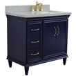 37 in. Single Wooden Vanity  Blue Gray Granite Rectangle Right Door.Right Sink