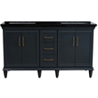 61 in. Double Wooden Vanity Dark Gray Black Galaxy Granite Rectangle Sink