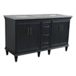 61 in. Double Wooden Vanity Dark Gray Gray Granite Rectangle Sink