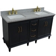 61 in. Double Wooden Vanity Dark Gray Gray Granite Rectangle Sink