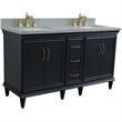 61 in. Double Wooden Vanity Dark Gray Gray Granite Rectangle Sink