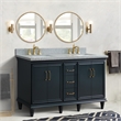 61 in. Double Wooden Vanity Dark Gray Gray Granite Rectangle Sink