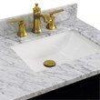 37 in. Single Wooden Vanity  Blue White Carrara Rectangle Right Door.Right Sink