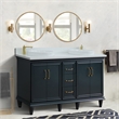 61 in. Double Wooden Vanity Dark Gray White Quartz Round Sink