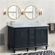 61 in. Double Wooden Vanity Dark Gray White Quartz Round Sink