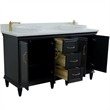 61 in. Double Wooden Vanity Dark Gray White Quartz Round Sink