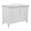 49 in. Single Wooden Vanity  White with White Carrara Marble Rectangle Sink