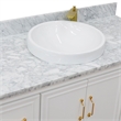 49 in. Single Wooden Vanity  White with White Carrara Marble Rectangle Sink