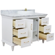 49 in. Single Wooden Vanity  White with White Carrara Marble Rectangle Sink