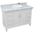 49 in. Single Wooden Vanity  White with White Carrara Marble Rectangle Sink