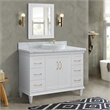49 in. Single Wooden Vanity  White with White Carrara Marble Rectangle Sink
