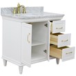 61 in. Double Wooden Vanity Blue Black Galaxy Granite Rectangle Sink