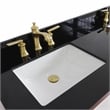 61 in. Double Wooden Vanity White Black Galaxy Granite Rectangle Sink