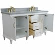 61 in. Double Wooden Vanity White Gray Granite Oval Sink