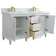 61 in. Double Wooden Vanity White White Quartz Rectangle Sink