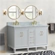 61 in. Double Wooden Vanity White White Carrara Marble Rectangle Sink