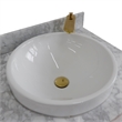 61 in. Double Wooden Vanity White White Carrara Marble Round Sink