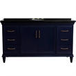 61 in. Single Wooden Vanity  Blue Black Galaxy Granite Oval Sink