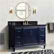 61 in. Single Wooden Vanity  Blue Black Galaxy Granite Oval Sink