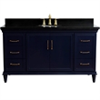 61 in. Single Wooden Vanity  Blue Black Galaxy Granite Oval Sink