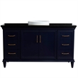 61 in. Single Wooden Vanity  Blue Black Galaxy Granite Rectangle Sink