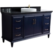 61 in. Single Wooden Vanity  Blue Black Galaxy Granite Rectangle Sink