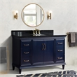 61 in. Single Wooden Vanity  Blue Black Galaxy Granite Rectangle Sink
