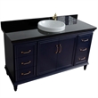 61 in. Single Wooden Vanity  Blue Black Galaxy Granite Rectangle Sink