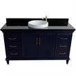 61 in. Single Wooden Vanity  Blue Black Galaxy Granite Rectangle Sink