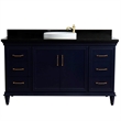 61 in. Single Wooden Vanity  Blue Black Galaxy Granite Rectangle Sink