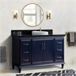 61 in. Single Wooden Vanity  Blue Black Galaxy Granite Round Sink