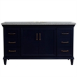 61 in. Single Wooden Vanity  Blue Gray Granite Oval Sink