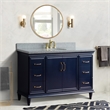 61 in. Single Wooden Vanity  Blue Gray Granite Oval Sink