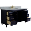 61 in. Single Wooden Vanity  Blue Gray Granite Oval Sink